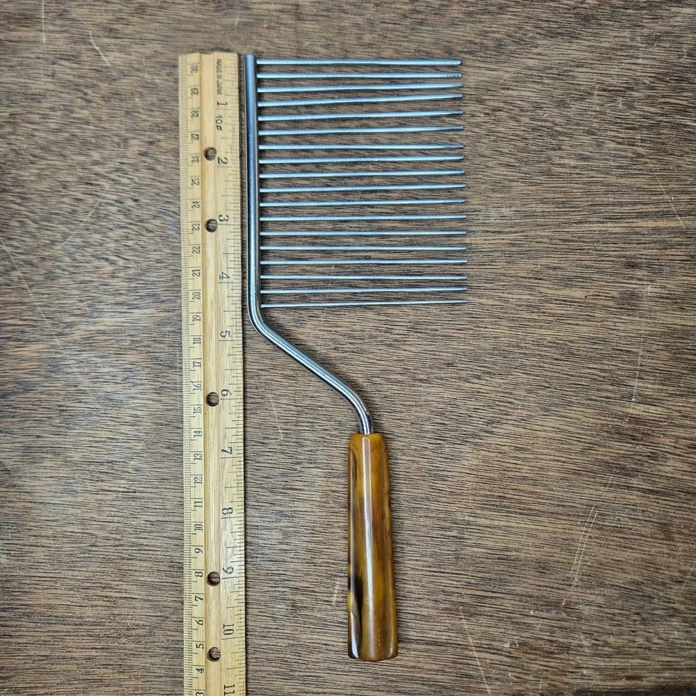 Vtg‎ Angel Food Cake Cutter Slicer Faux Tortoise Shell Bakelite Handle Stainless